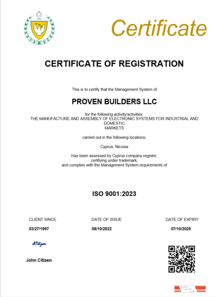 Cyprus certificate of registration Word and PDF template